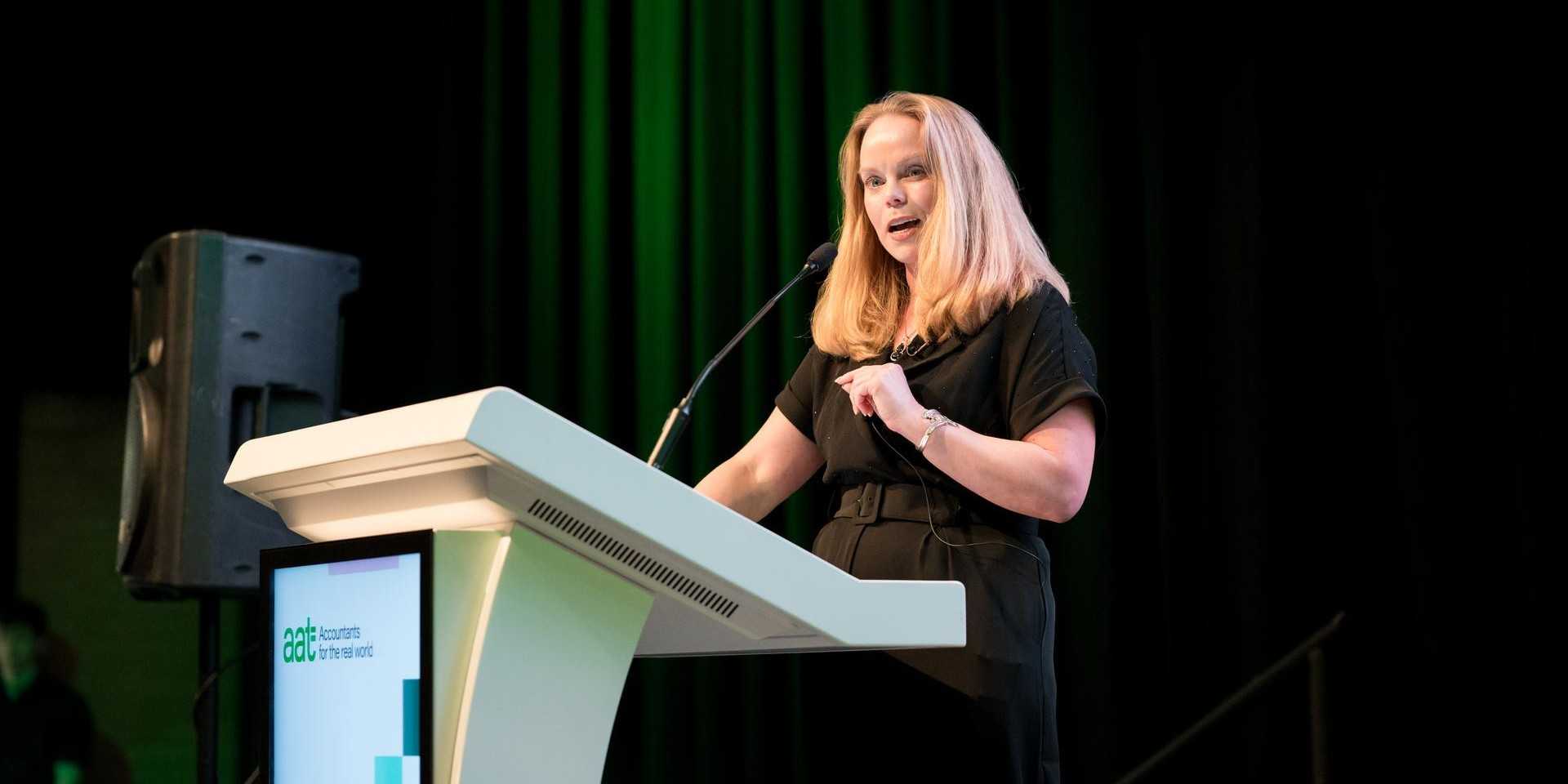 AAT Chief Executive Sarah Beale making her speech at the Training Provider Awards 2024